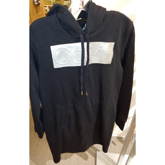 CALVIN KLEIN Women Hooded Sweatshirt Dress-- Black - Picture 3 of 8